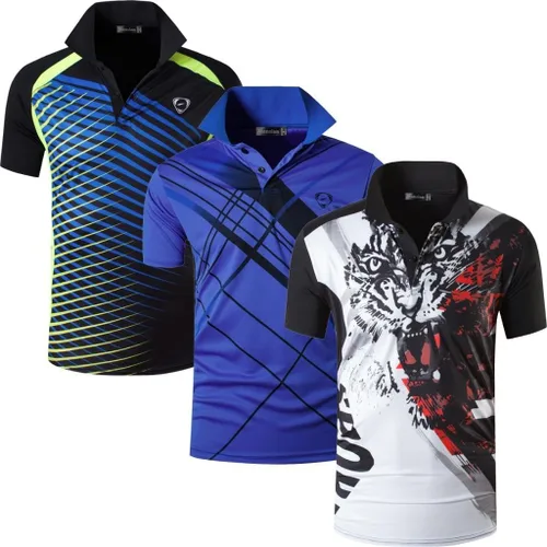 3 Pack Men's Short Sleeve Fit Sport Polo Tee Shirts T-Shirts Tshirt Tops Poloshirt Golf Tennis Pickleball LSL195