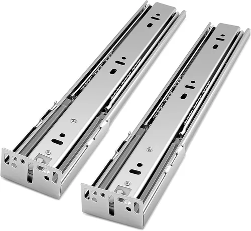 Gobrico Rodamiento de bolas de extensión completa de cierre suave de 18 pulgadas para cajones de montaje trasero con soportes, 1 par