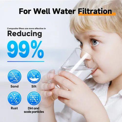 Miniatura 4 de PUREPLUS Filtro de agua para toda la casa de 1 etapa, con filtro de agua reductor de hierro y manganeso, carcasa universal de cartucho de 10" x