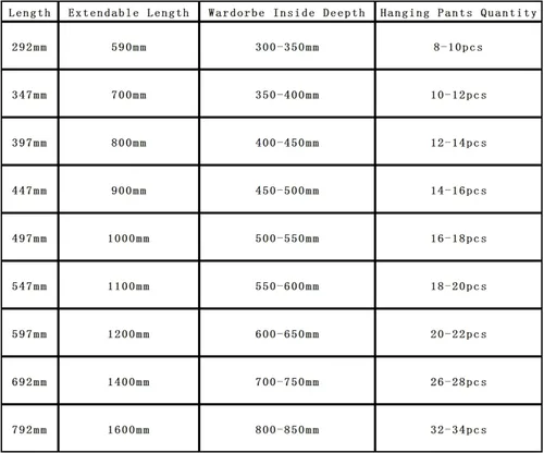 Miniatura 6 de Barra extraíble para colgar ropa ajustable para armario, organizador de barras para pantalones y ropa de acero inoxidable (547 mm / 21.5 pulgadas)