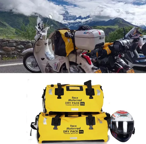Miniatura 6 de Bolsa de lona impermeable para hombres y mujeres, mochila seca enrollable con correas de fijación rápida, bolsa de sillín de motocicleta