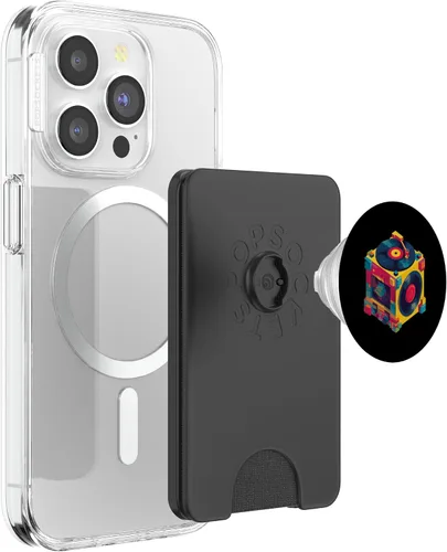 Miniatura 3 de Dados de vinilo coloridos con diseño retro de tocadiscos PopSockets PopWallet para MagSafe
