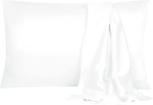 Miniatura 16 de uxcell Paquete de 2 fundas de almohada de satén de seda para cabello y piel, frescas, sedosas, suaves y transpirables, tamaño estándar de 20 x 26