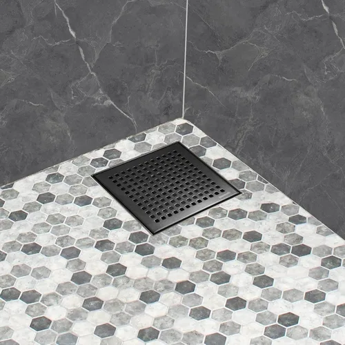 Miniatura 13 de Neodrain Drenaje de ducha cuadrado de 4 pulgadas con rejilla extraíble con patrón Quadrato, acero inoxidable 304, incluye base de drenaje de ducha