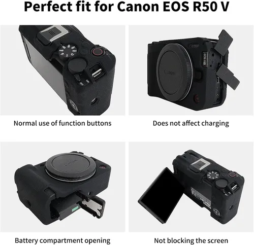 Miniatura 3 de Rieibi Funda de silicona para cámara Canon EOS R50 V, funda protectora suave para cámara Canon EOS R50V, accesorios con 2 protectores de pantalla