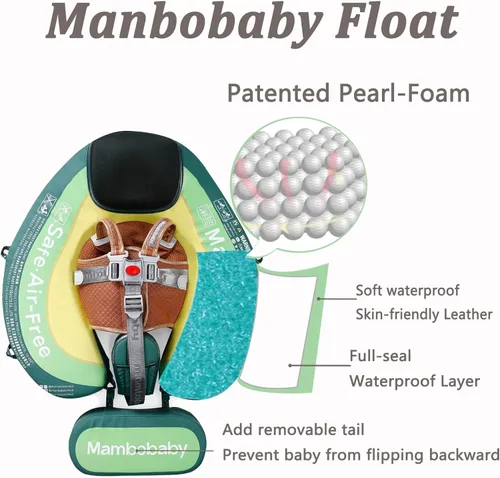Miniatura 2 de Mambobaby - Flotador de piscina para bebé con toldo no inflable, sólido, mejorado, suave, impermeable, agradable a la piel, material de tela