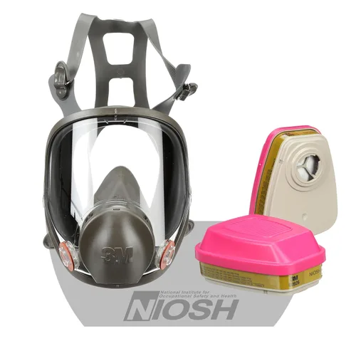 Miniatura 2 de 3M - Respirador reutilizable de cara completa 6800, NIOSH, protección ocular de alto impacto ANSI, M + cartucho respirador 3M P100/filtro 60926