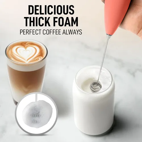 Miniatura 393 de Zulay Milk Boss Espumador de leche potente manual, hace espuma para latte, batidor para mezclar bebidas, café, miniespumador para capuchino, frappé