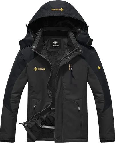 GEMYSE - Chaqueta de esquí para hombre, para montaña, impermeable, resistente al viento, lluvia y nieve (color negro, talla M)