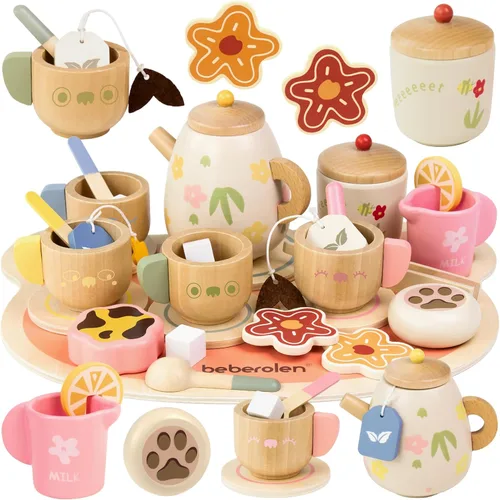 Juego de fiesta de té Beberolen para niños pequeños de 3 a 5 años, niñas y niños, regalo de cumpleaños, juego de simulación de alimentos, juguete de