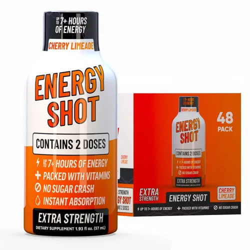 Miniatura 30 de Blue Raspberry Extra Strength Energy Shot 12 unidades – 260 mg de cafeína natural B12 B6 – Apoyo de energía y enfoque – 2 porciones sin azúcar Té