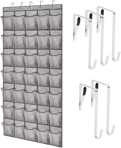 Miniatura 17 de Gorilla Grip - Zapatero para colgar en la puerta, 24 bolsillos de malla para sostener hasta 40 libras, organizador para parte trasera del armario
