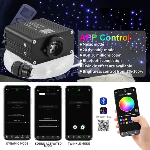 Miniatura 3 de ATOKEE Kit de Revestimiento de Techo Estrellado 550 piezas 0.03 pulgadas 13.1 pies, 16W Luces de Estrella de Fibra Óptica Centelleantes