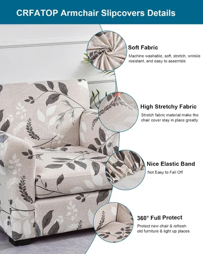 Miniatura 3 de CRFATOP Fundas elásticas para sillón de 2 plazas suaves con diseño floral para perros, fundas elásticas para sillón de 1 plaza, fundas lavables