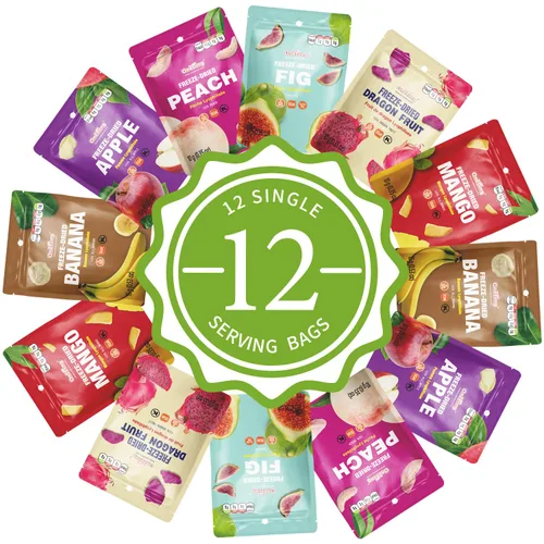 Miniatura 7 de ONETANG Fruta mixta liofilizada, paquete de 12 unidades, sin OMG, Kosher, sin azúcar añadida, sin gluten, vegano, regalos de vacaciones, aperitivo