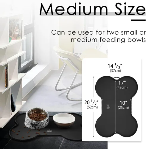 Miniatura 6 de Super Design Tapete de comida para perros, tapete para comida y agua, de silicona, antiderrames, tapete para alimentación de gatos, mantel