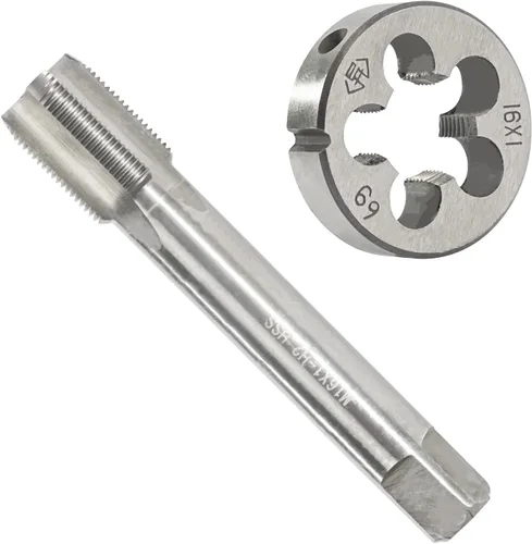 Miniatura 9 de M14 x 1.5 Pulgadas Juego de Rosca y Troquel Métrica, Rosca de Máquina M14 x 1.5mm HSS y Troquel de Herramienta de Acero de Aleación Redonda M14 x