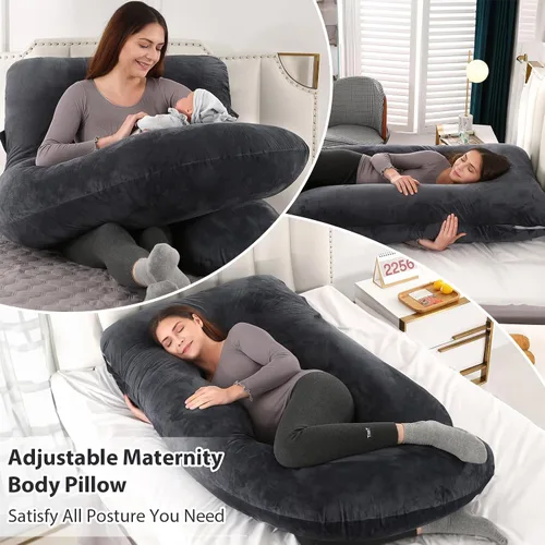 Miniatura 2 de BATTOP Almohadas de embarazo para dormir, almohada de maternidad de cuerpo completo para dormir de lado, soporte para espalda, piernas, vientre