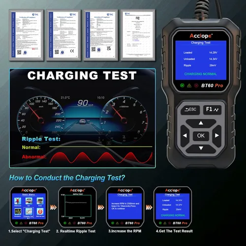 Miniatura 13 de BT60 Pro Probador de Batería de Coche, Analizador Digital con Impresión en la Nube, Verificador de Batería de 6V/12V/24V para AGM, Litio