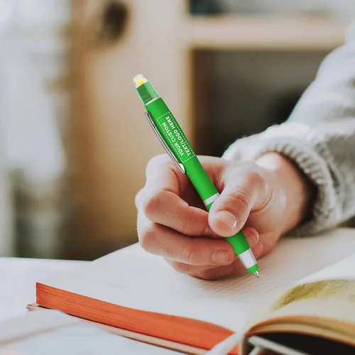 Miniatura 7 de DISCOUNT PROMOS Maitland - Bolígrafos capacitivos de gel de escritura suave personalizados, paquete de 100 unidades, resaltadores, texto