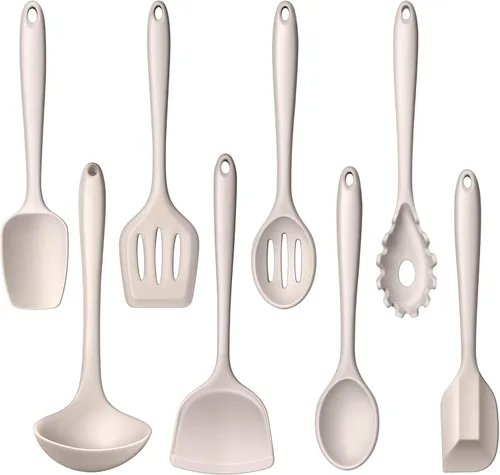 LIANYU 8Pcs Juego de Utensilios de Cocina, Juego de Utensilios de Cocina de Silicona, Herramientas de Cocina Resistente al Calor para Utensilios de