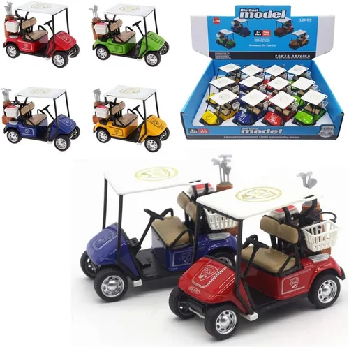 Caja de 12 réplicas de mini carritos de golf, aleación de metal fundido a presión de 4 pulgadas, modelo a escala 1:32, vehículo de carrito de golf