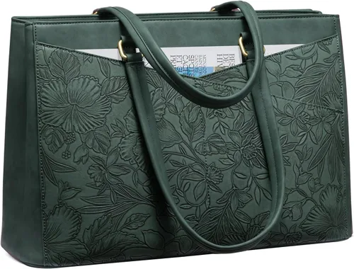 Miniatura 22 de LOVEVOOK Bolsa para laptop para mujeres, bolsa de mano para laptop de 15.6 pulgadas para mujeres, bolsas de mano de trabajo de cuero vintage