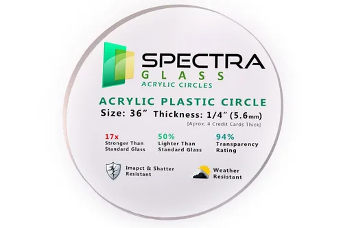 Miniatura 11 de Spectra Glass Círculo redondo acrílico transparente transparente de 22 pulgadas de diámetro y 1/4 pulgadas de grosor con máscara de película