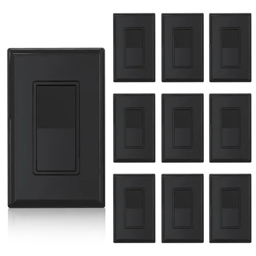 Miniatura 46 de ELEGRP Interruptor de luz decorativo de un solo polo con placa sin tornillos, 15 A 120-277 V, reemplazo del interruptor basculante de paleta
