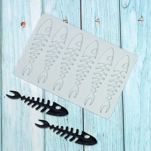 Miniatura 5 de Molde de silicona en forma de langosta con encaje Molde de caramelo de chocolate Molde de hueso de pescado hueco 3D en forma de langosta Molde
