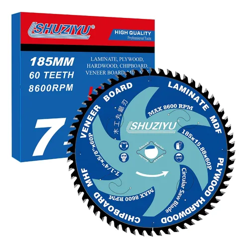 Miniatura 16 de 3-3/8" (85mm)-24T, hoja de sierra circular de trabajo de madera, eje 0.591 in con 3/8"(10mm) Wahser, para laminado, tablero de chapa, madera