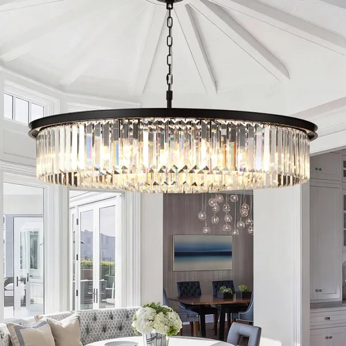 Miniatura 11 de Candelabro grande de cristal moderno de lujo, lámpara de techo colgante de oro antiguo para comedor, sala de estar, 12 luces, 3 niveles