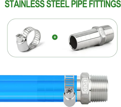 Miniatura 3 de TAISHER 5 PIEZAS Accesorios de Púa para Manguera de Acero Inoxidable 304, Accesorios de Cerveza Casera Púa de 1" x 1/2" MNPT con 5 PIEZAS