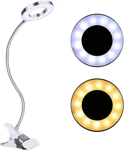 Miniatura 4 de LAVEN - Lámpara de escritorio, 7 W LED con clip para libros, cuidado ocular USB, brillo de 2 niveles, 2 modos