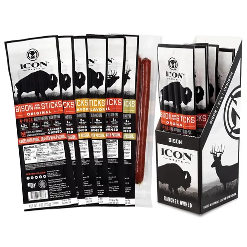 Miniatura 13 de ICON Meats Palitos de carne de bisonte y cerdo, barbacoa con miel, paquete de 24 bocadillos ricos en proteínas, bajo en azúcar, palitos de carne