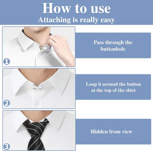 Miniatura 5 de 12 extensores de cuello elásticos y ajustables para camisas de hombre, cómodos extensores de botón de cuello para camisas de vestir y trajes