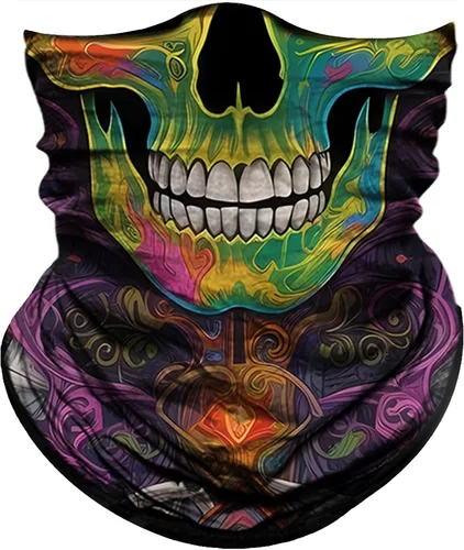 Miniatura 35 de Obacle Bandana máscara facial cuello polaina tubo máscara hombres mujeres para protección solar contra el polvo Bandera de calavera blanca y negra