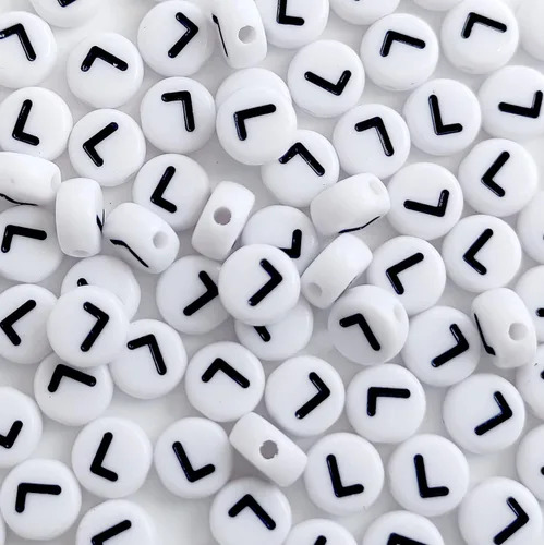 Miniatura 24 de 100 cuentas de letra, cuentas redondas blancas acrílicas del alfabeto de 0.157 x 0.276 pulgadas (0.157 x 0.276 in), cuentas vocales de letra A