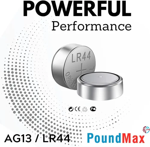 Miniatura 5 de PoundMax 10 x AG13 LR44 1.5 V Batería de botón de celda alcalina