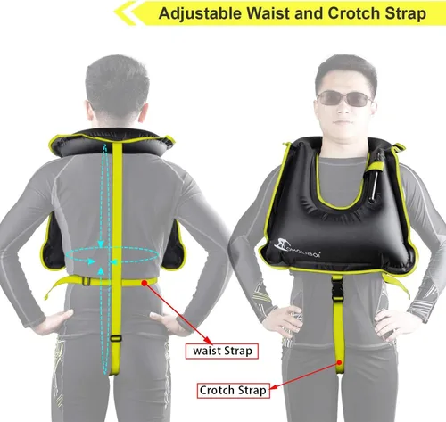 Miniatura 2 de OMOUBOI Chaleco de esnórquel para adultos, chalecos de natación inflables para buceo, esnórquel, natación y seguridad (adecuado para 100-220 libras)