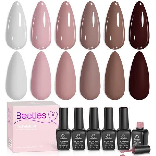Miniatura 15 de Beetles - Juego Carnival Evergreen de 6 esmaltes de uñas de gel con purpurina, kit de 6 piezas con lámpara de remojo, aguacate, diseño de arte