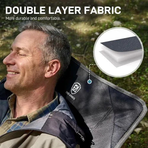 Miniatura 6 de EVER ADVANCED Sillas de campamento reclinables para adultos, ligeras, silla reclinable plegable con respaldo ajustable, sillas de salón de 4 Negro