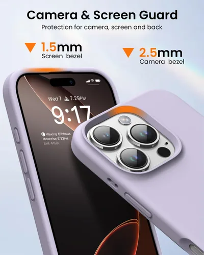 Miniatura 3 de Funda diseñada para iPhone 16 Pro, funda protectora de teléfono de silicona líquida a prueba de golpes con forro de microfibra suave antiarañazos