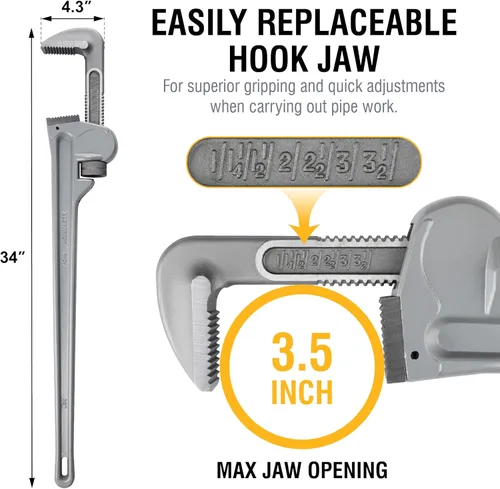 Miniatura 2 de Olympia Tools Llave de tubo de aluminio 01-636, 36 pulgadas, gris