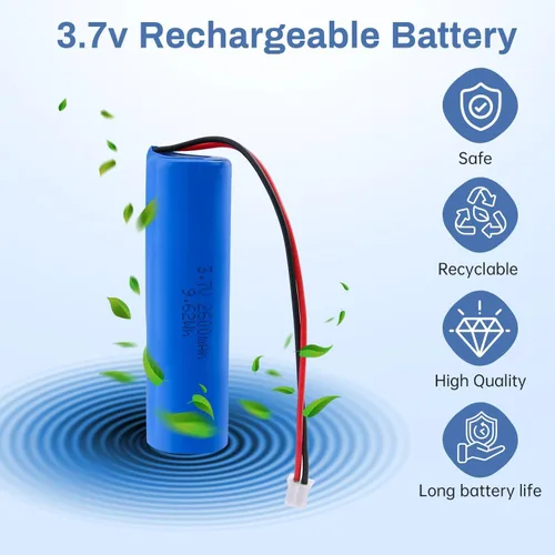 Miniatura 3 de Batería recargable de iones de litio de 3.7 V 2600 mAh, conector PH2.0 de 2 pines, batería de repuesto para electrónica de bricolaje, juguetes