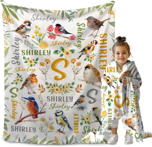 Miniatura 25 de Manta personalizada de bosque azul para niños y niñas, manta personalizada de animales salvajes, regalos para bebé, vaca, guardería, mantas