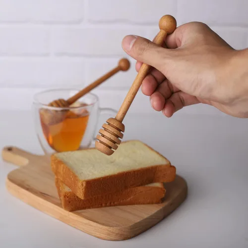 Miniatura 8 de 2 palitos de miel de 6 pulgadas, 2 cucharas agitadoras de café de mango largo de 7.87 pulgadas, cucharas agitadoras de madera de haya, cucharas