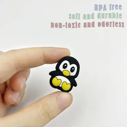 Miniatura 2 de 10 cuentas con forma de pingüino de dibujos animados de silicona, cuentas focales de pingüino, cuentas de animales, cuentas espaciadoras sueltas