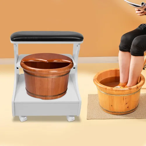 Miniatura 2 de Carrito de baño de pies para mesa de masaje de descanso de pies, carrito moderno para baño de pies, pedicura, reposapiés, taburete con ruedas