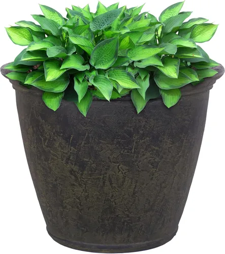 Miniatura 11 de Sunnydaze Anjelica - Maceta grande de plástico para plantas, maceta grande de plástico de doble pared para exteriores con agujeros de drenaje Óxido